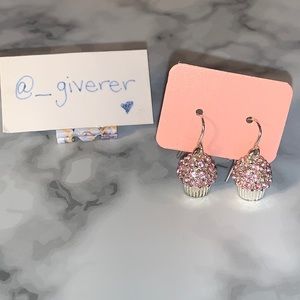 Pink Bling Cupcake 🧁 Dangle Earrings